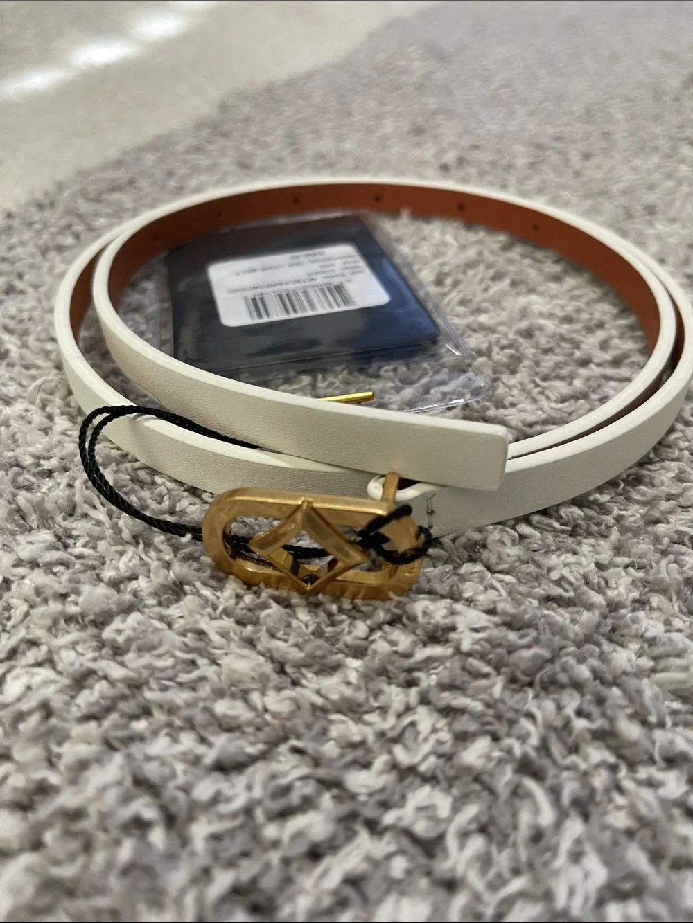 NWT- MCM- size 85. Diamond Buckle Napa Leather White Belt